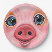 Pink Baby Piglet Funny Paper Teller Lächeln (Vorderseite)