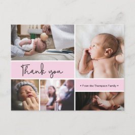 Pink Baby Pink Taufe Danke Foto Collage Postkarte