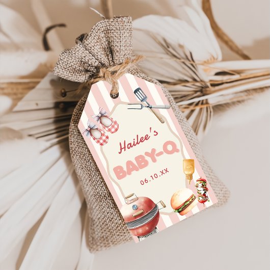 Pink Baby-Q Babydusche Geschenketiketten Geschenkanhänger