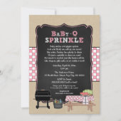 Pink Baby Q Sprinkle, GRILLEN Baby Shower, Girl ba Einladung (Vorderseite)
