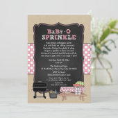 Pink Baby Q Sprinkle, GRILLEN Baby Shower, Girl ba Einladung (Stehend Vorderseite)