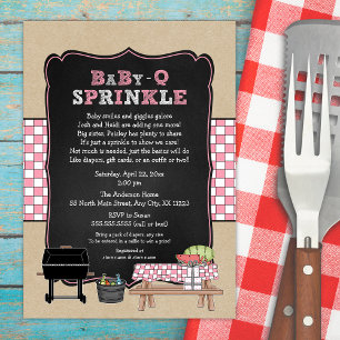 Pink Baby Q Sprinkle, GRILLEN Baby Shower, Girl ba Einladung