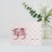 Pink Baby Schuhe Postkarte (Stehend Vorderseite)