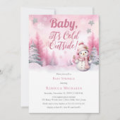 Pink Baby seine kalte Outdoorsprinkle Einladung (Vorderseite)