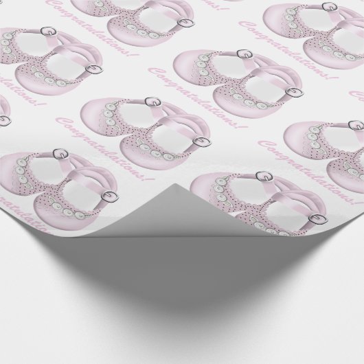 Pink Baby Shoes Babydusche Wrapping Paper Geschenkpapier (Ecke)