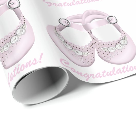 Pink Baby Shoes Babydusche Wrapping Paper Geschenkpapier (Rolleneckpunkt)