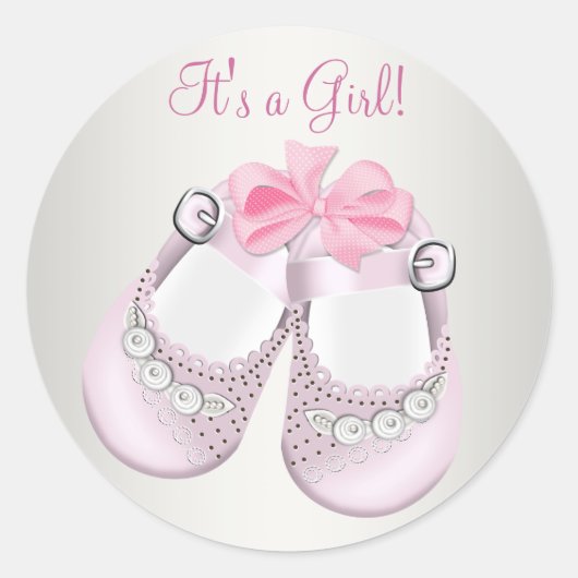 Pink Baby Shoes Pink Baby Shower Stickers (Vorderseite)