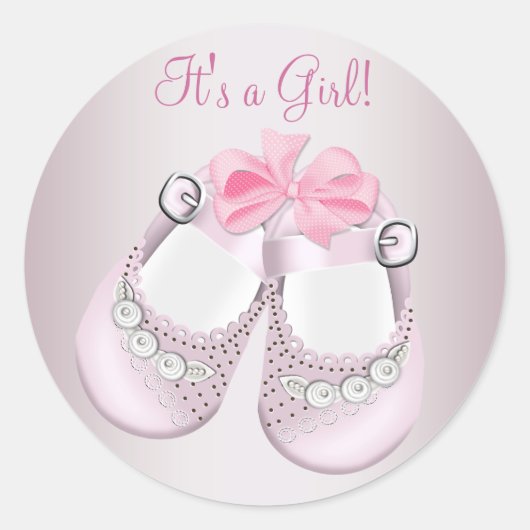 Pink Baby Shoes Pink Baby Shower Stickers (Vorderseite)