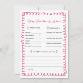 Pink Baby Shower Baby Predication and Addon Cards Einladung (Vorderseite)