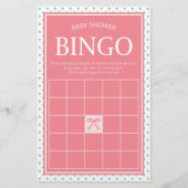 Pink Baby Shower Bingo Polka Dots and Ribbon Briefpapier (Vorderseite)