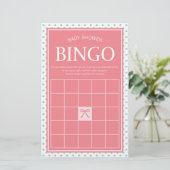 Pink Baby Shower Bingo Polka Dots and Ribbon Briefpapier (Stehend Vorderseite)