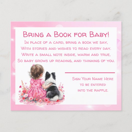 Pink Baby Shower Bring a Book for Baby Flyer (Vorne)
