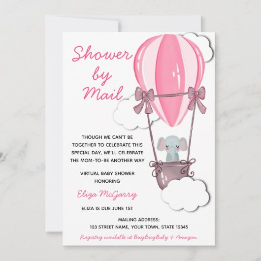 Pink Baby Shower by Mail Einladung (Vorderseite)
