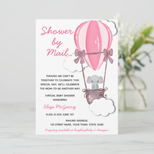 Pink Baby Shower by Mail Einladung (Stehend Vorderseite)