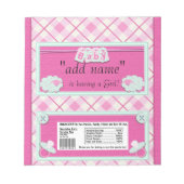 Pink Baby Shower Candy Bar Wrapper Party Favor Notizblock (Vorderseite)