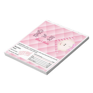 Pink Baby Shower Candy Bar Wrapper Party Favors Notizblock