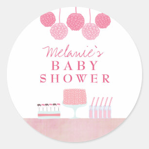 Pink Baby Shower Dessert Tafelmarke Etikett Aufkle Runder Aufkleber