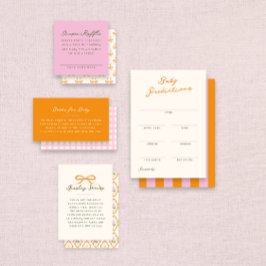 Pink Baby Shower Diaper Raffle Entry Card Begleitkarte