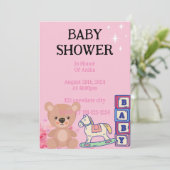PINK BABY SHOWER EINLADUNG (Stehend Vorderseite)
