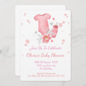 PINK BABY SHOWER EINLADUNG FÜR MÄDCHEN (Vorne/Hinten)