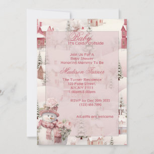 Pink Baby Shower Einladung - Winterthema