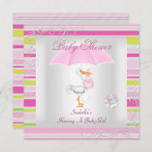 Pink Baby Shower Girl Umbrella Candy Strip Einladung (Vorne/Hinten)