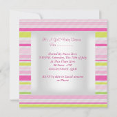 Pink Baby Shower Girl Umbrella Candy Strip Einladung (Rückseite)