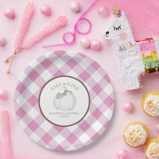 Pink Baby Shower Girl Watercolor Pumpkin Pappteller (Party)