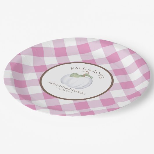 Pink Baby Shower Girl Watercolor Pumpkin Pappteller (Schrägansicht)