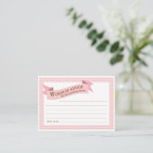 Pink Baby Shower Mommy Advice Card Hinweiskarte (Stehend Vorderseite)