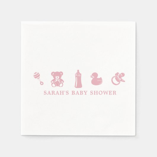 Pink Baby Shower Paper Napkin Serviette (Vorderseite)