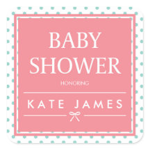 Pink Baby Shower Polka Dots and Ribbon