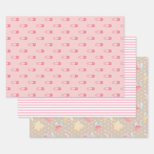 Pink Baby Shower Sortiment Geschenkpapier Set
