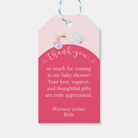 Pink Baby Showstorch Gevor Tag Geschenkanhänger (Vorderseite)