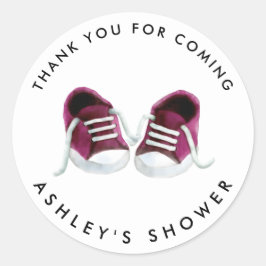 Pink Baby Sneakers Babydusche Aufkleber, Geschenkm Runder Aufkleber