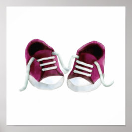Pink Baby Sneakers Malerei Art Print, Girl's Room Poster
