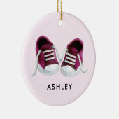 Pink Baby Sneakers Ornament, Weihnachtsgeschenk Ta Keramik Ornament (Rechts)
