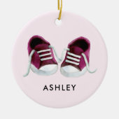 Pink Baby Sneakers Ornament, Weihnachtsgeschenk Ta Keramik Ornament (Vorne)