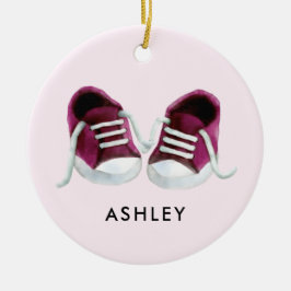 Pink Baby Sneakers Ornament, Weihnachtsgeschenk Ta Keramik Ornament