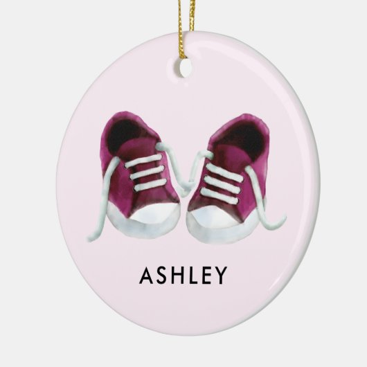 Pink Baby Sneakers Ornament, Weihnachtsgeschenk Ta Keramik Ornament (Links)