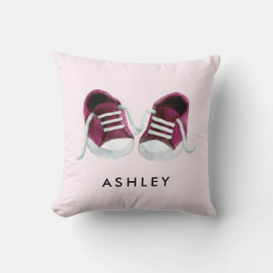 Pink Baby Sneakers Pillow, mit Name, für Kinderzim Kissen