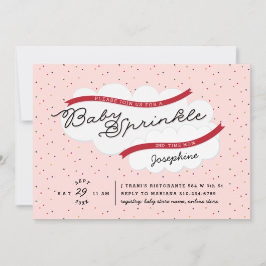 Pink Baby Sprinkdusche Einladung (Vorderseite)