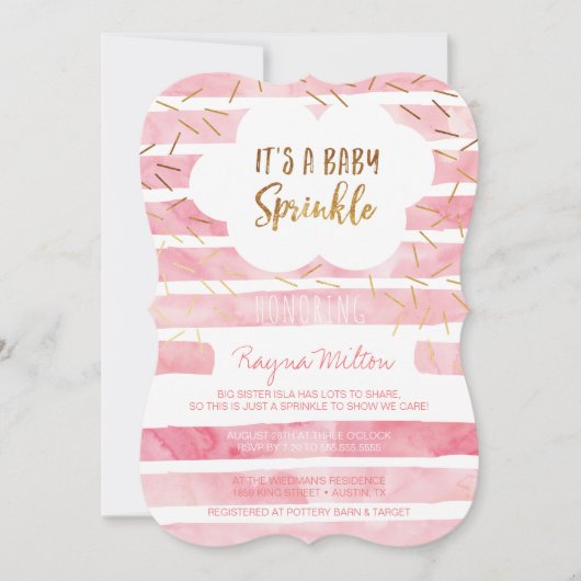 Pink Baby Sprinkle Einladung für ein Baby Girl (Vorderseite)