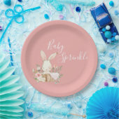 Pink Baby Sprinkle Script Baby Dusche Pappteller (Party)