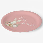 Pink Baby Sprinkle Script Baby Dusche Pappteller (Schrägansicht)