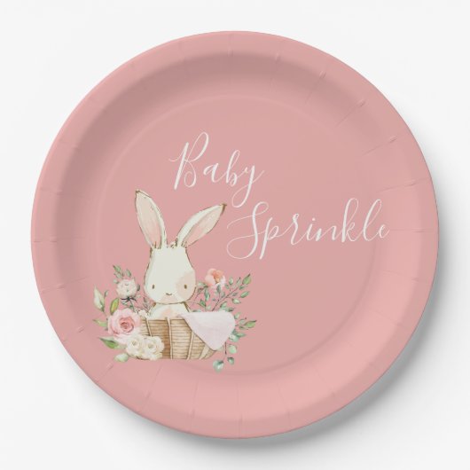 Pink Baby Sprinkle Script Baby Dusche Pappteller (Vorderseite)