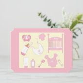 PINK BABY STUFF BABY SHOWITE EINLADEN EINLADUNG (Stehend Vorderseite)