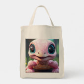 Pink Baby Turtle Grocery Tasche (Rückseite)