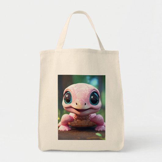 Pink Baby Turtle Grocery Tasche (Vorne)