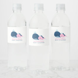 Pink Baby Whale Girl Babydusche Wasserflaschenetikett
